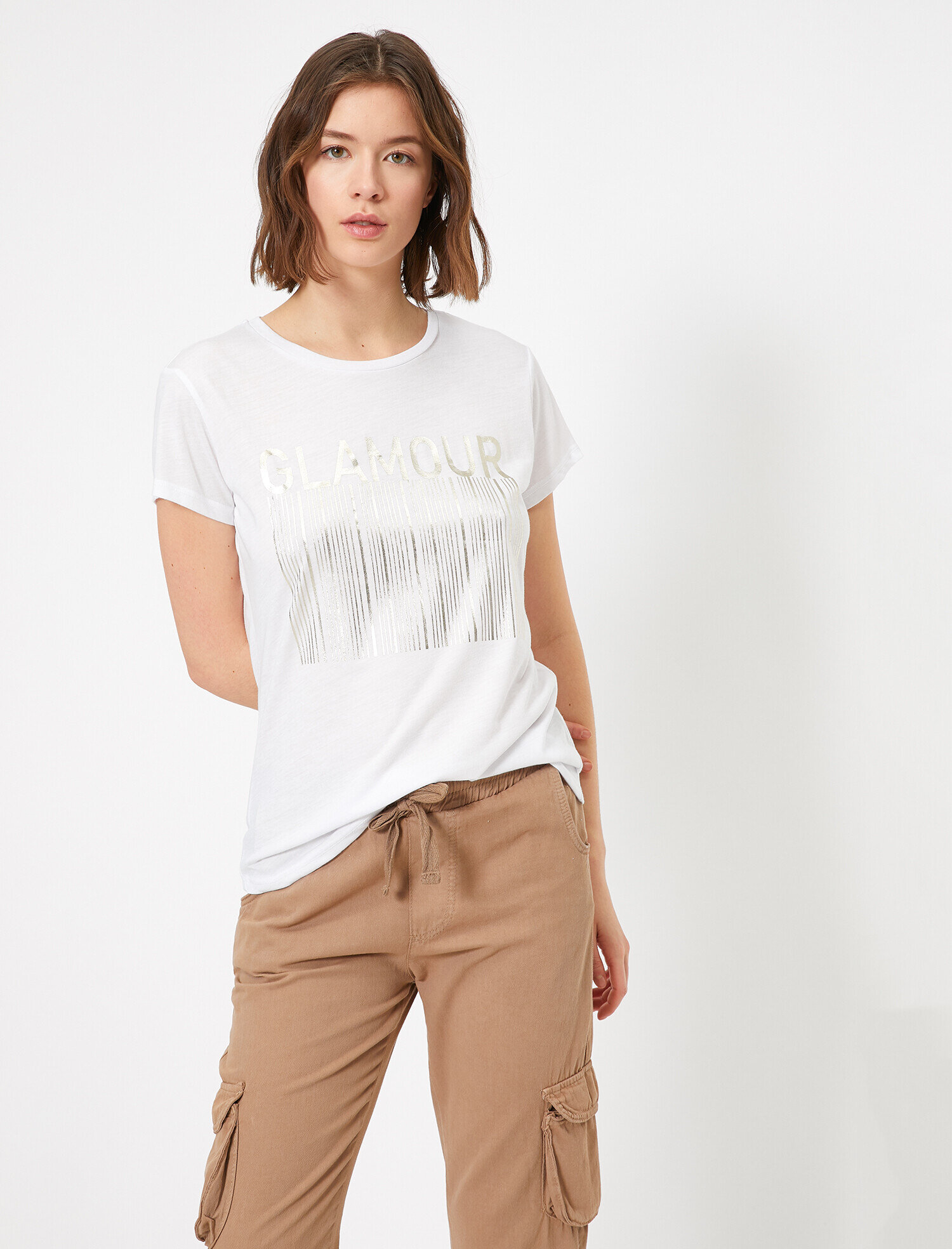   Slogan Baskılı Standart Kalıp Bisiklet Yaka Tişört