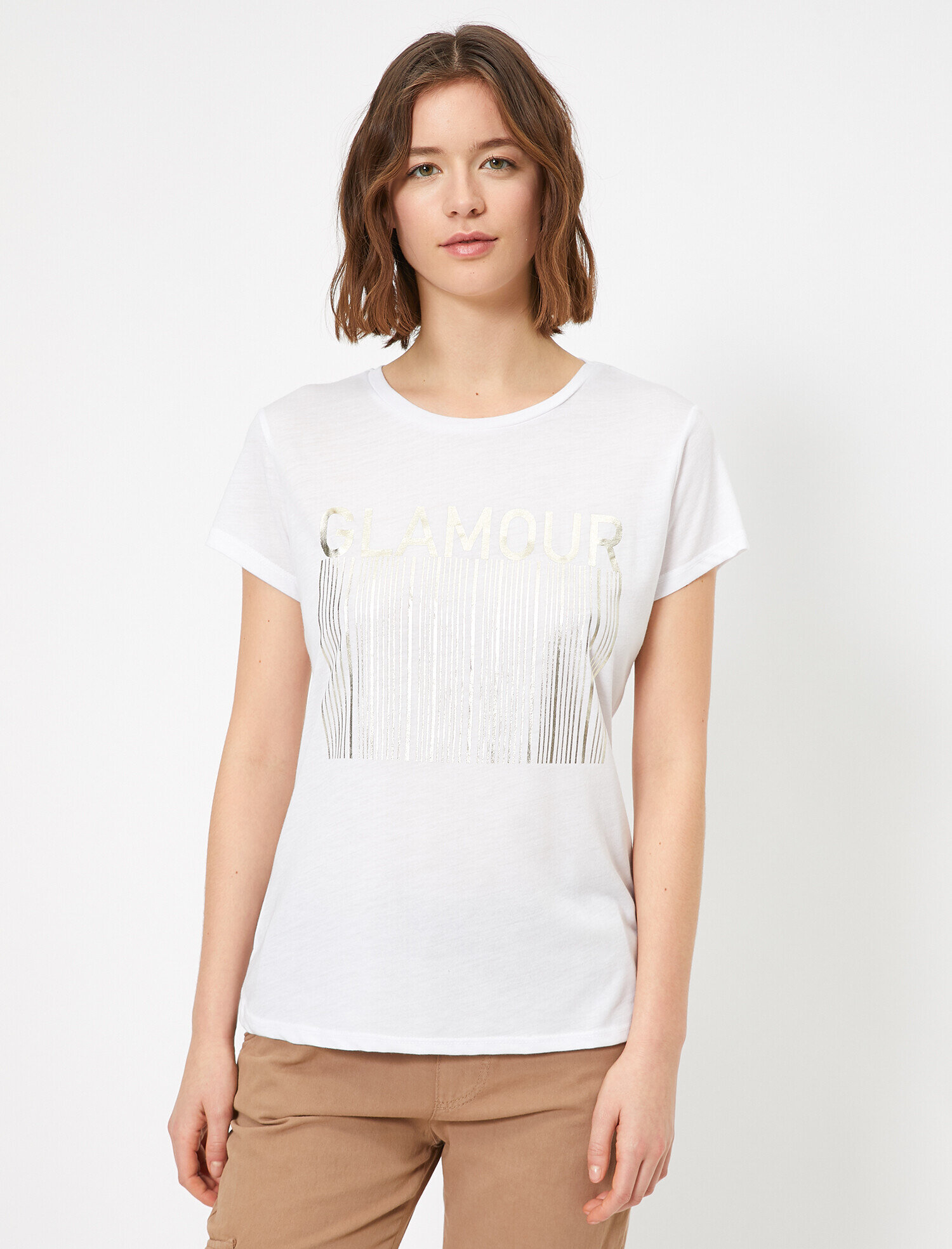   Slogan Baskılı Standart Kalıp Bisiklet Yaka Tişört