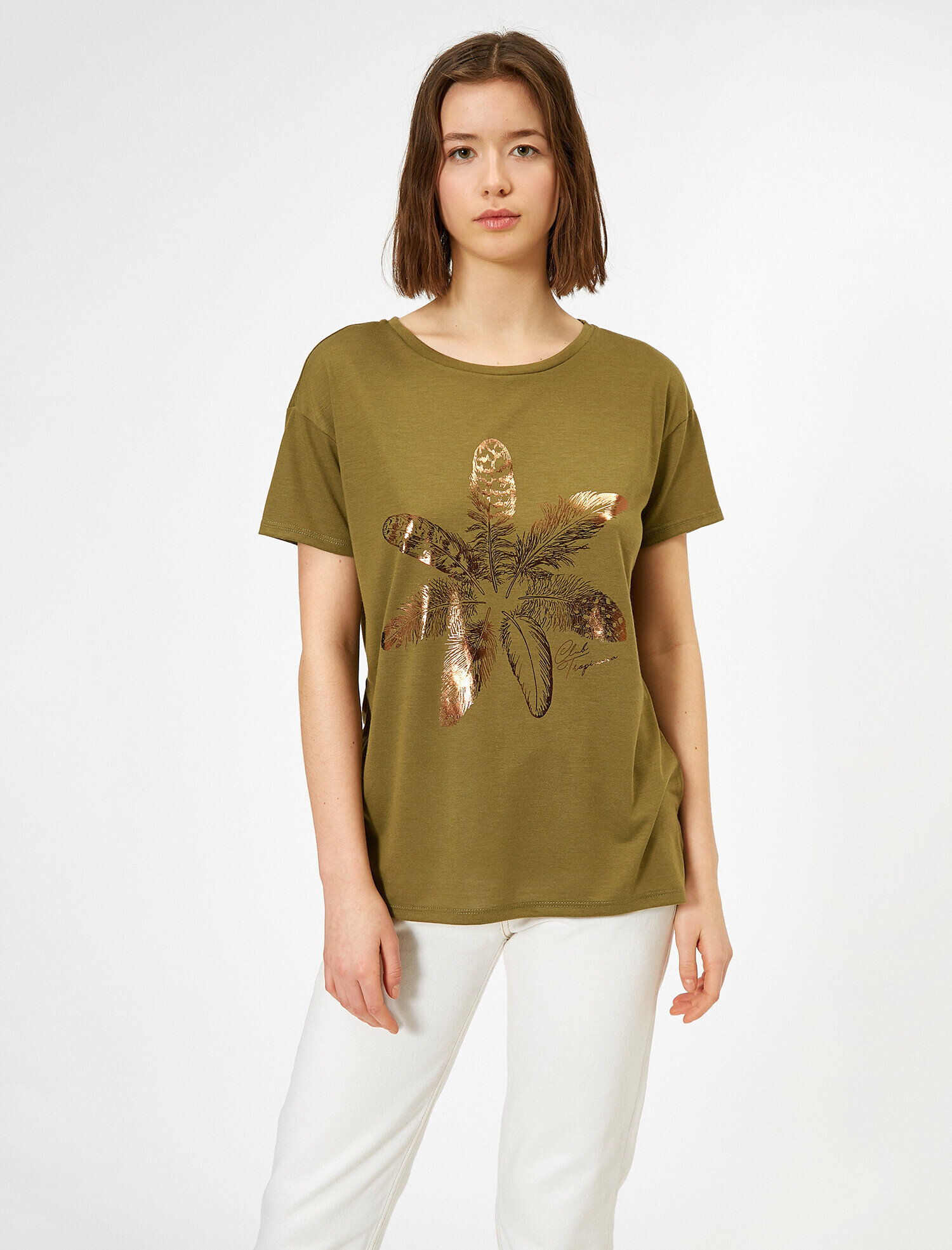   Parlak Baskı Detaylı Tişört