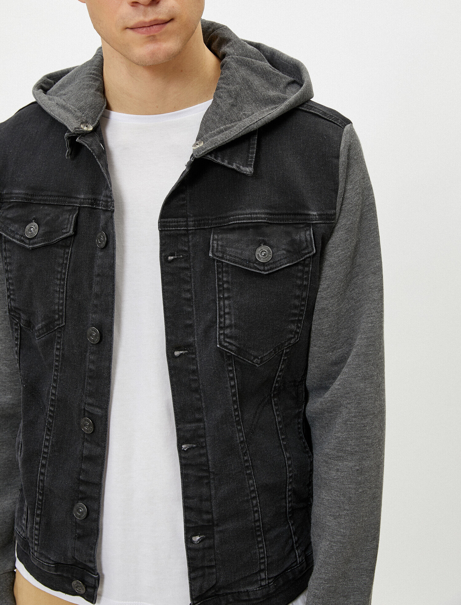   Kapüşonlu Jean Ceket