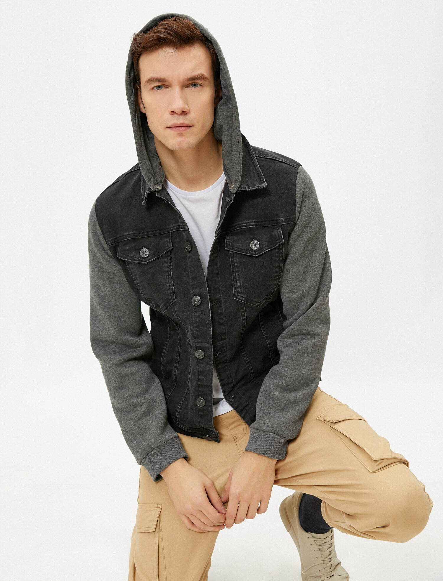   Kapüşonlu Jean Ceket