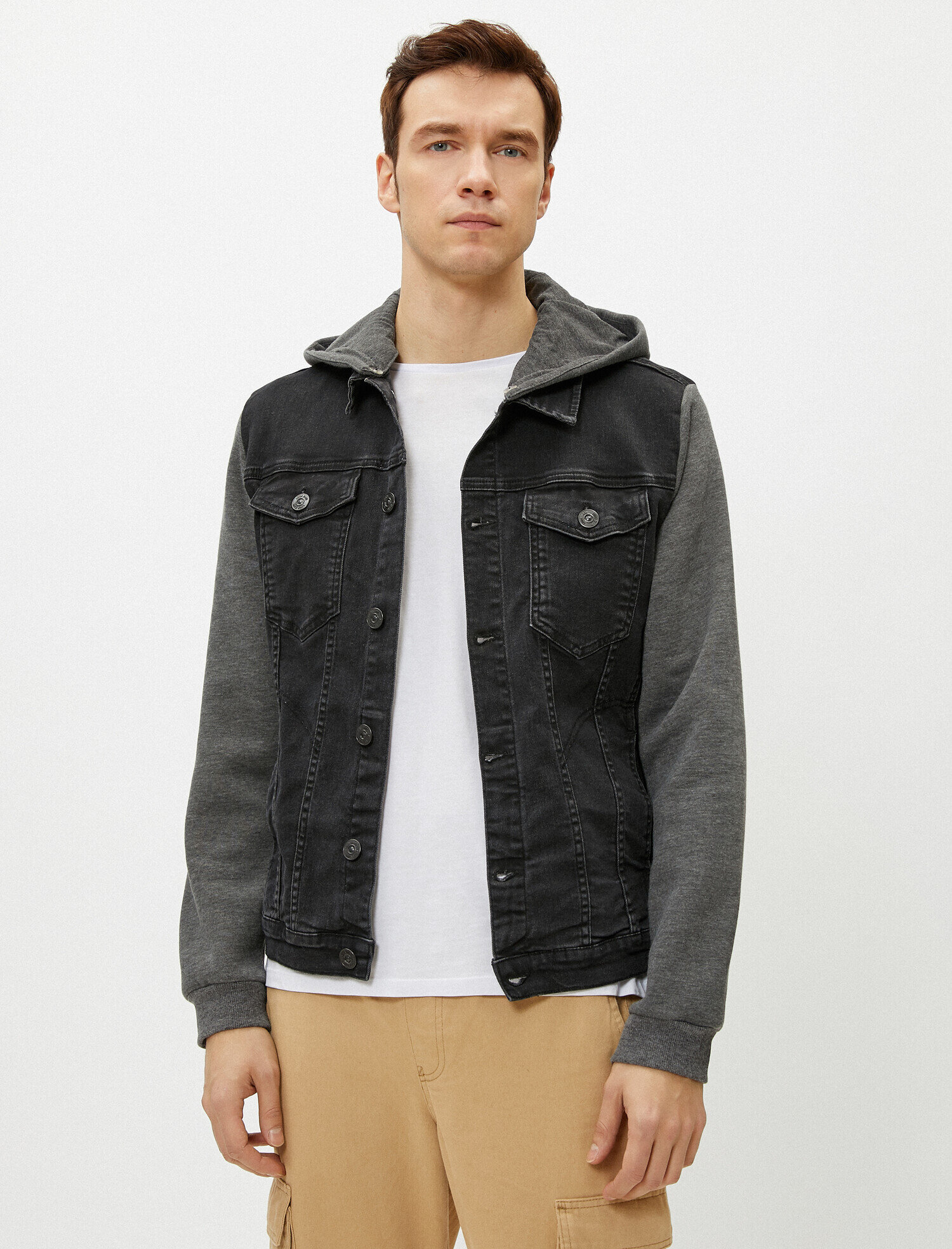   Kapüşonlu Jean Ceket