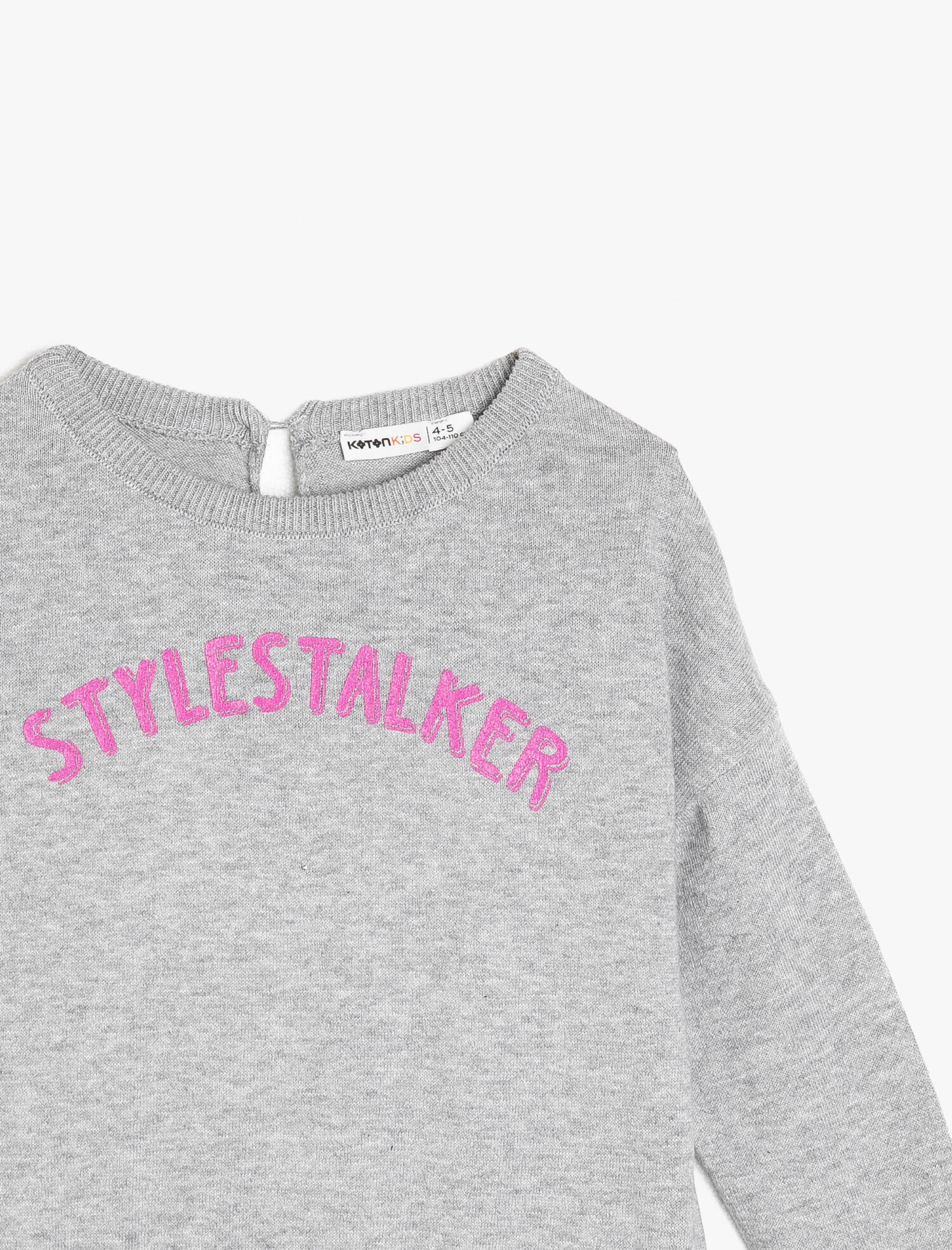  Kız Çocuk Yazi Baskılı Triko Kazak