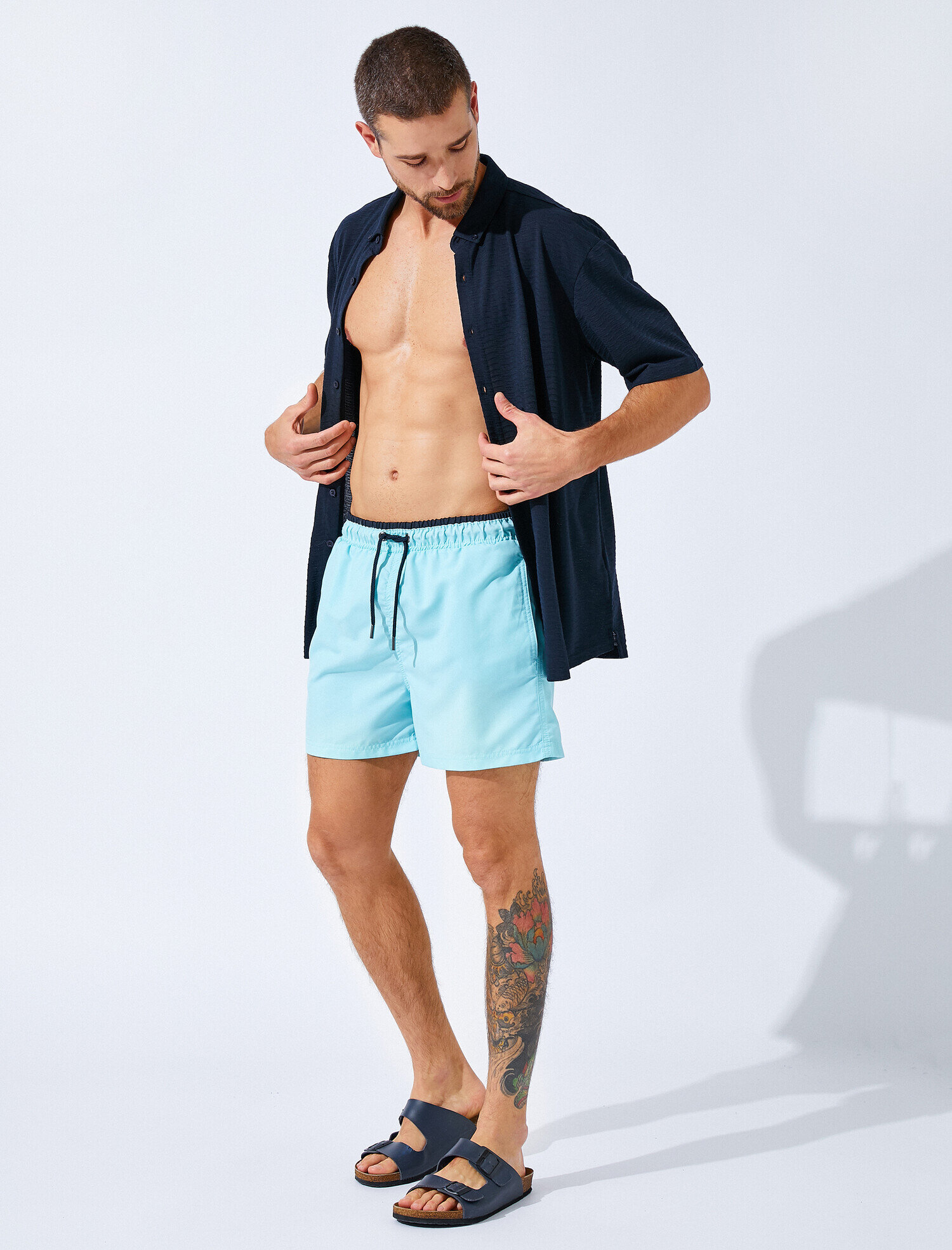   Deniz Şortu Beli Bağcıklı Cep Detaylı