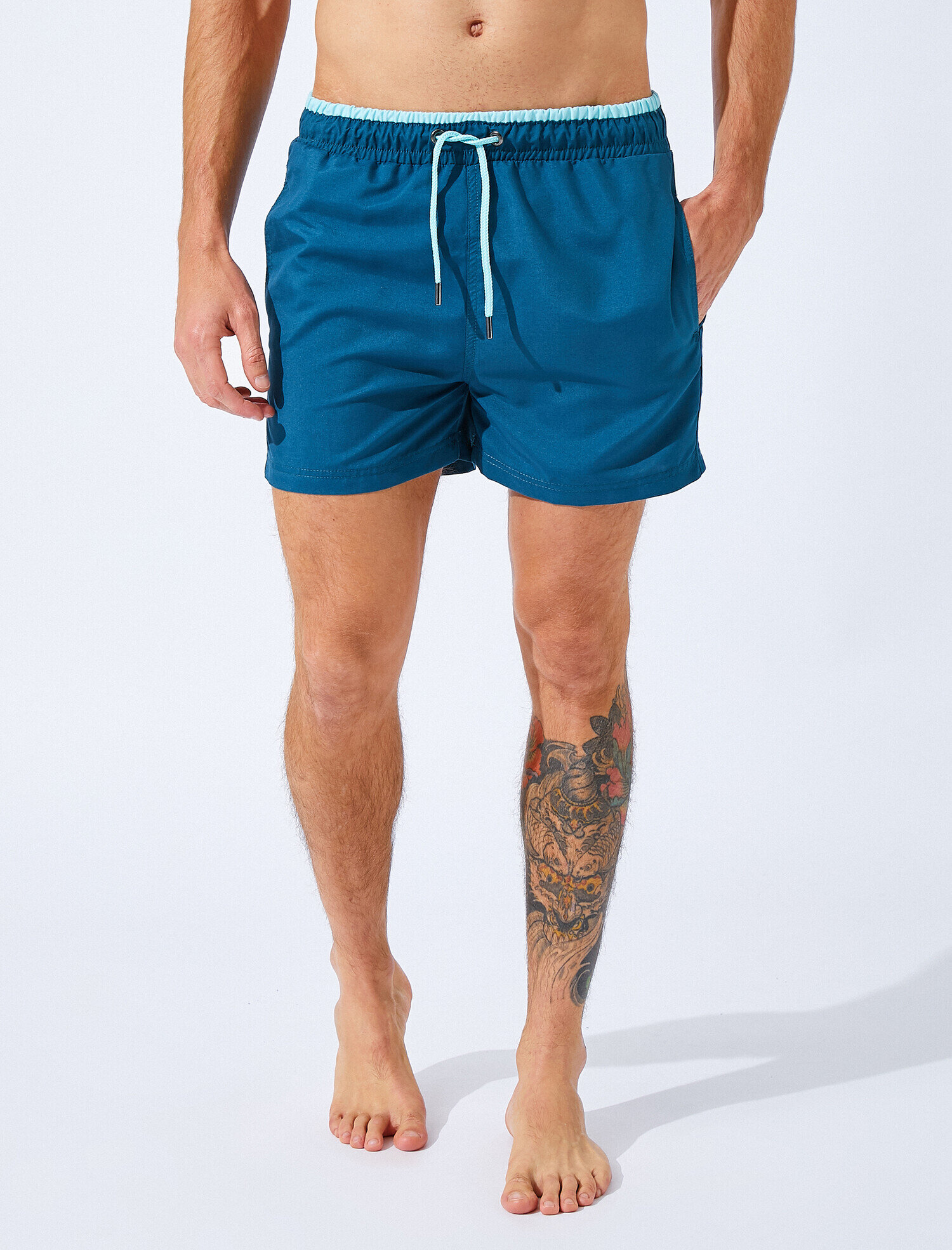   Deniz Şortu Beli Bağcıklı Cep Detaylı