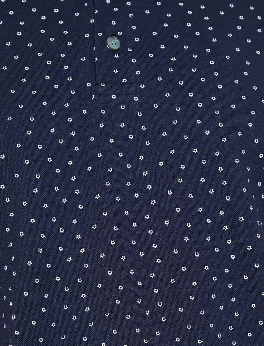   Hakim Yaka Puantiye Desenli Pike Kumaş Slim Fit Polo Yaka Tişört