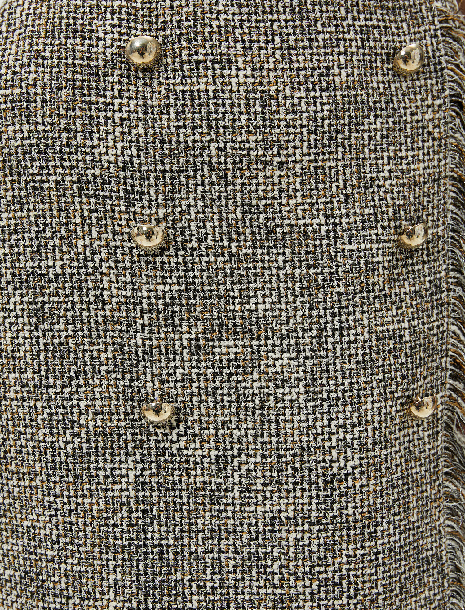   Tüvit Düğme Detaylı Saçaklı Yüksek Bel Mini Etek