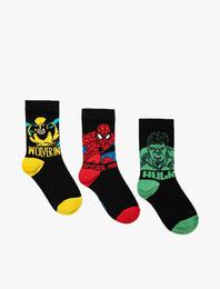 Marvel Lisanslı Baskılı Çoklu Çorap