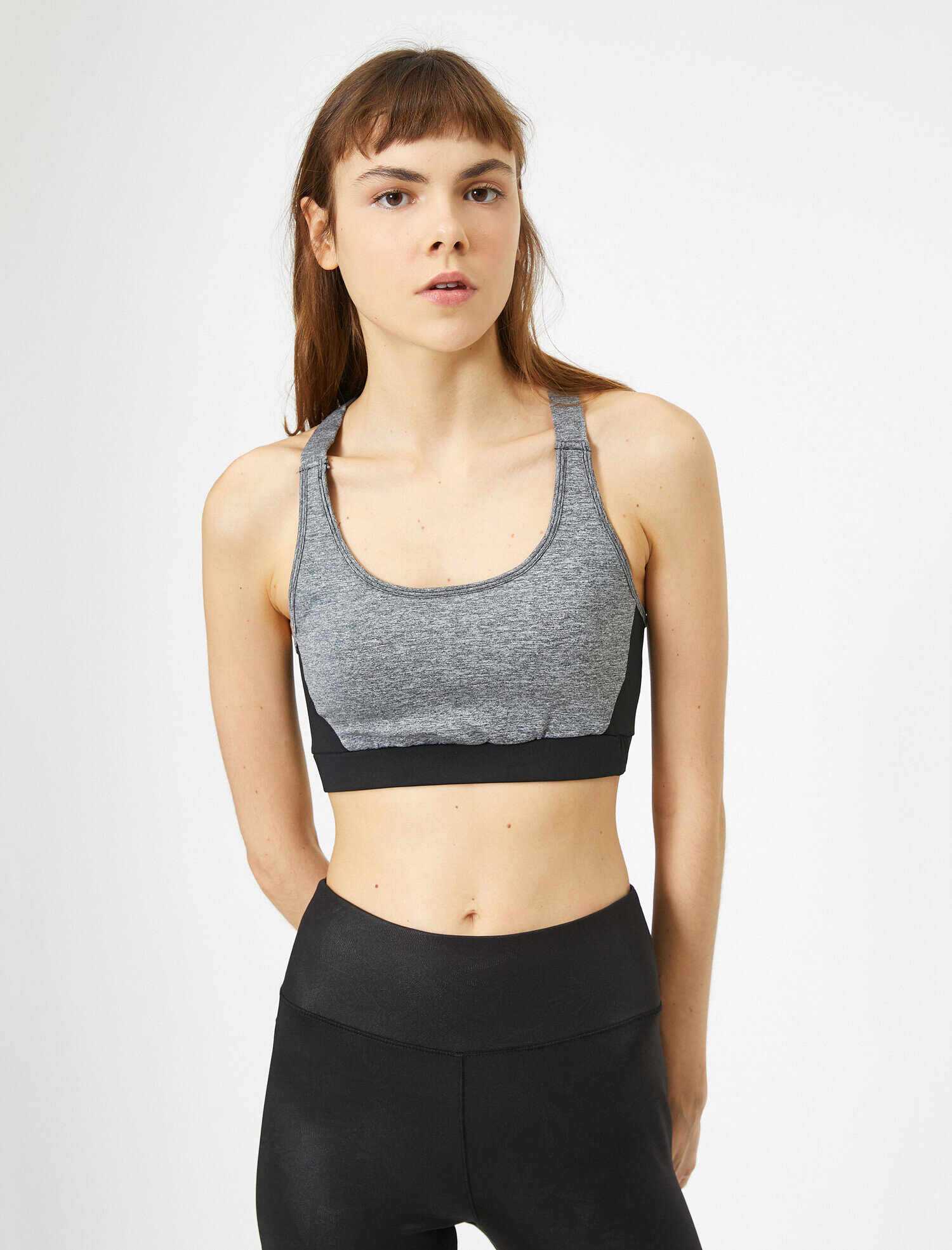   Sporcu Sütyeni Kaplı Blokajlı Melanj