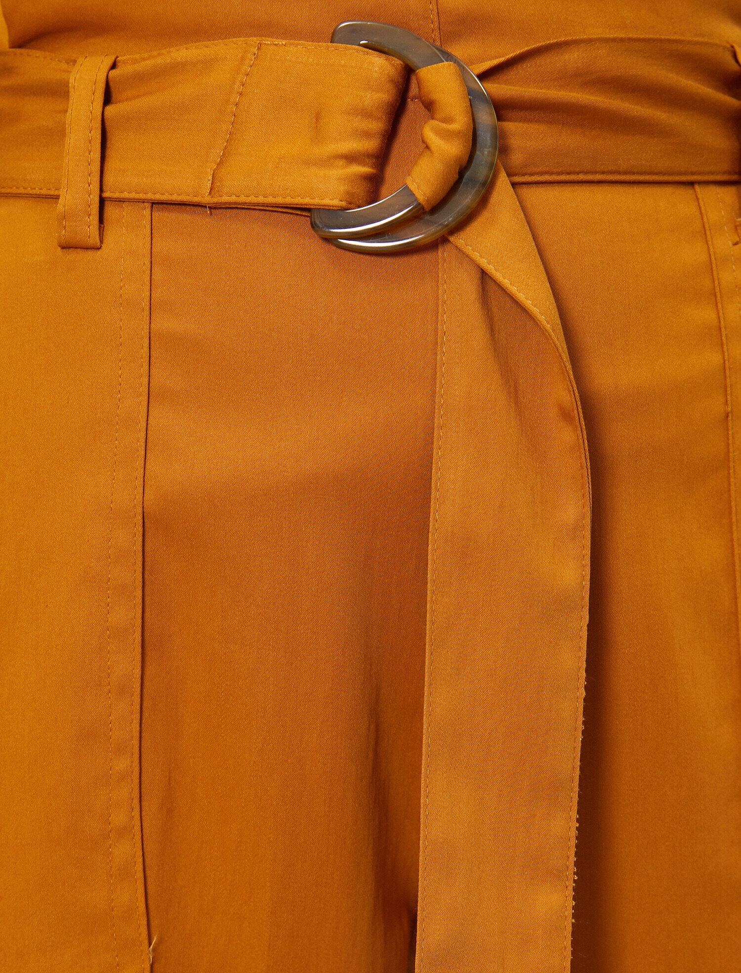   Kemer Detaylı Yüksek Bel Pamuklu Dokuma Pantolon