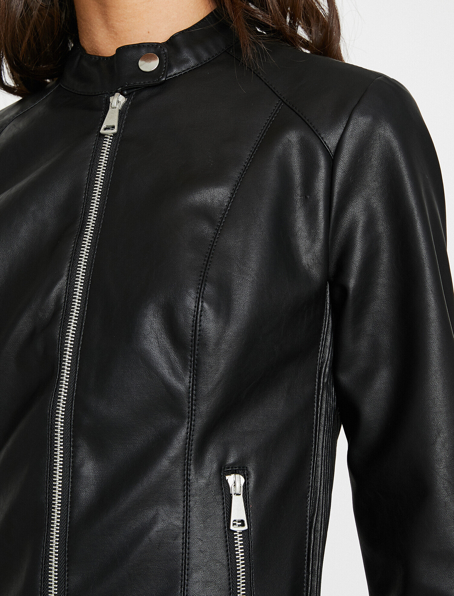   Deri Görünümlü Mont