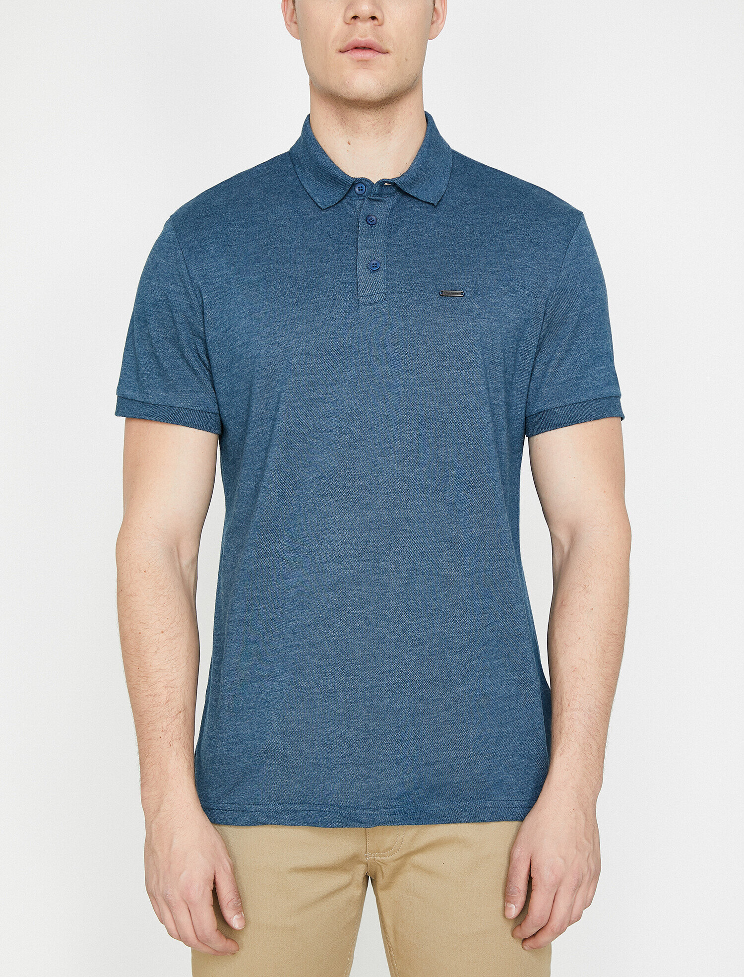   Polo Yaka Metal Logo Detaylı Slim Fit Tişört