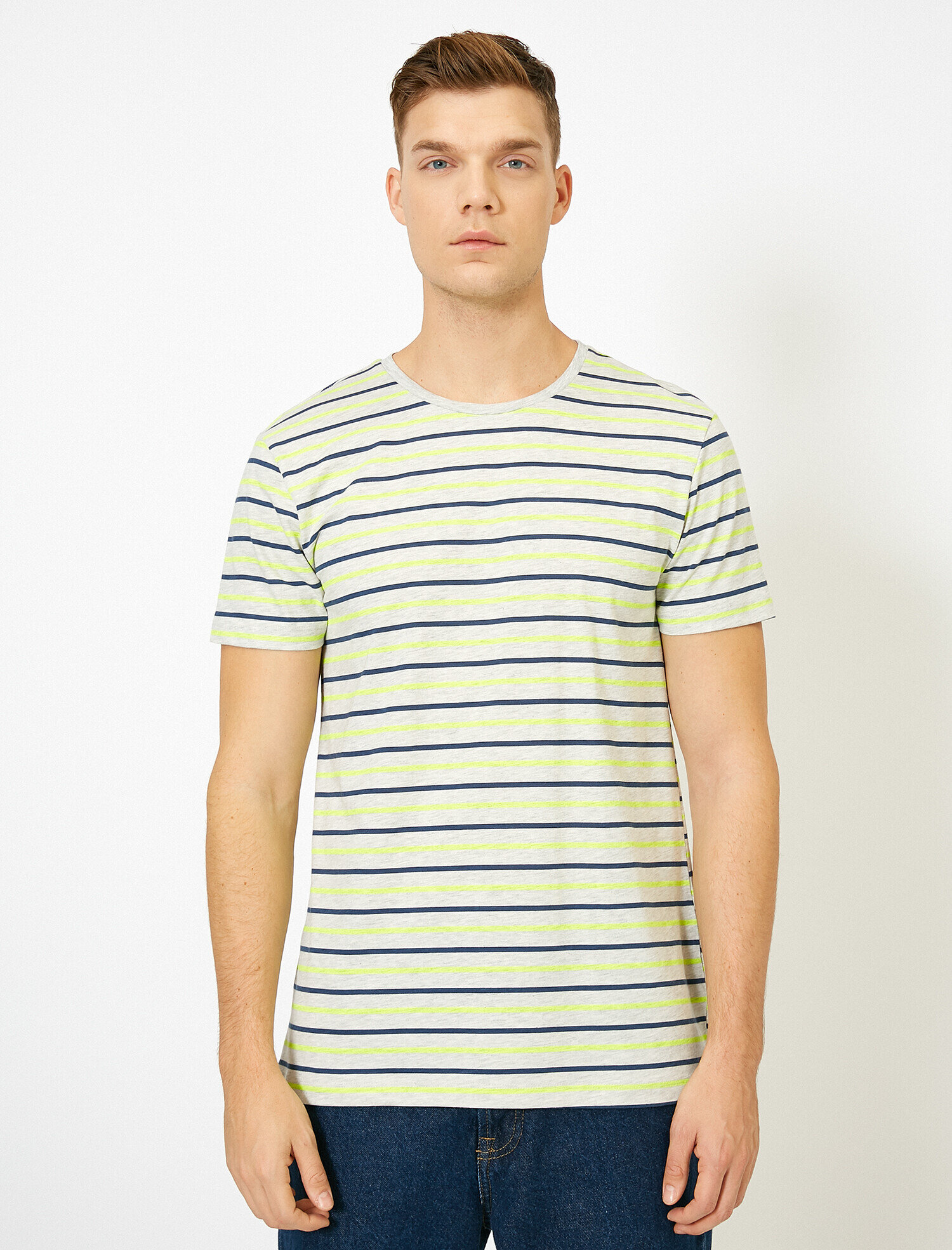   Çizgili Tişört Kısa Kollu