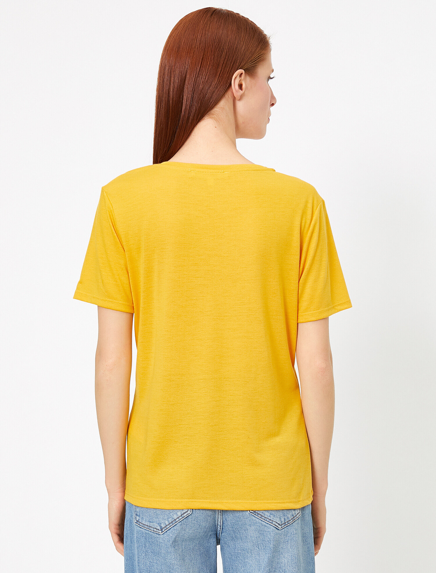   Leopar Slogan Baskı Detaylı Geniş Kalıp Bisiklet Yaka Tişört