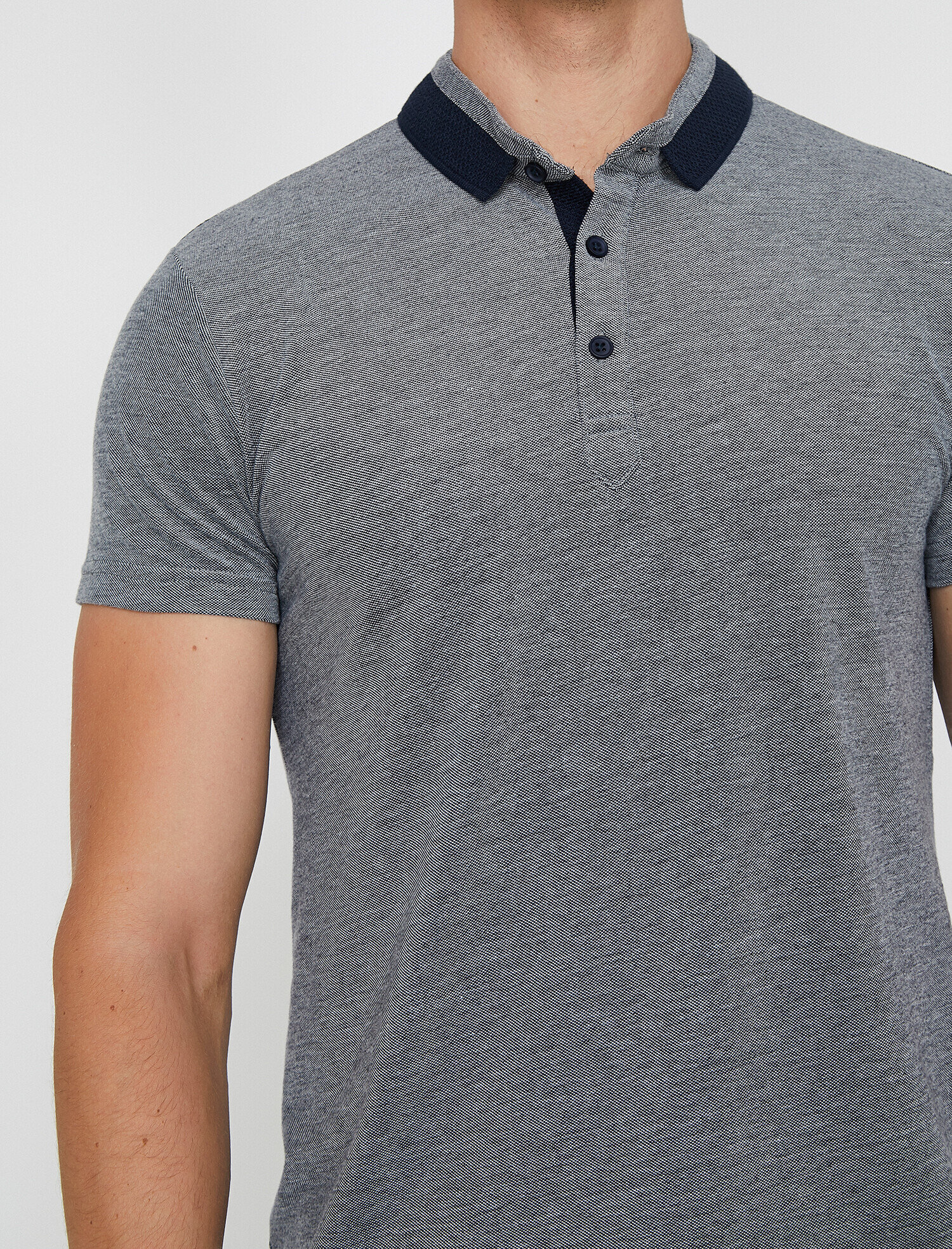   Polo Yaka Slim Fit Yakası Renk Bloklu Tişört