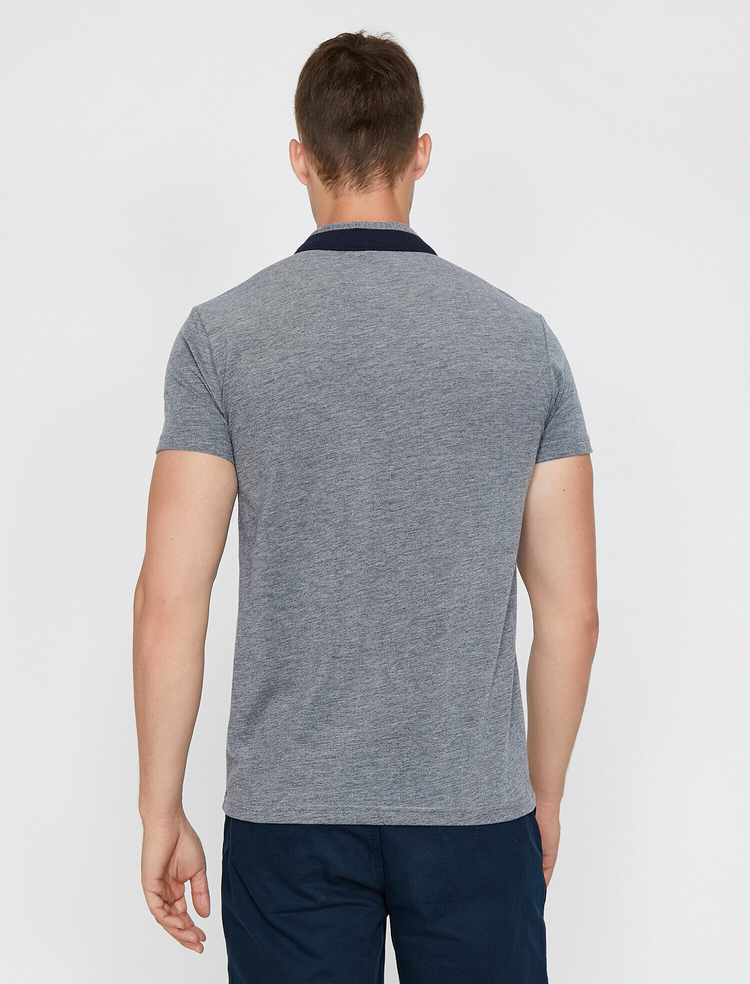   Polo Yaka Slim Fit Yakası Renk Bloklu Tişört