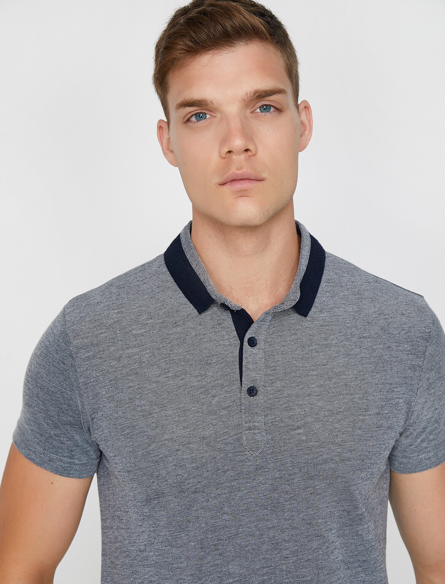   Polo Yaka Slim Fit Yakası Renk Bloklu Tişört