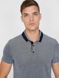 Polo Yaka Slim Fit Yakası Renk Bloklu Tişört
