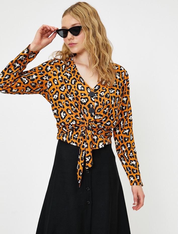  Leopar Desenli Bluz