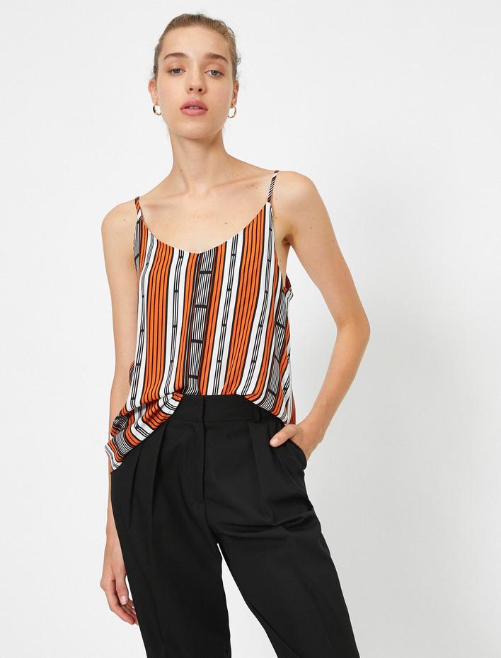  İp Askılı Çizgili Atlet