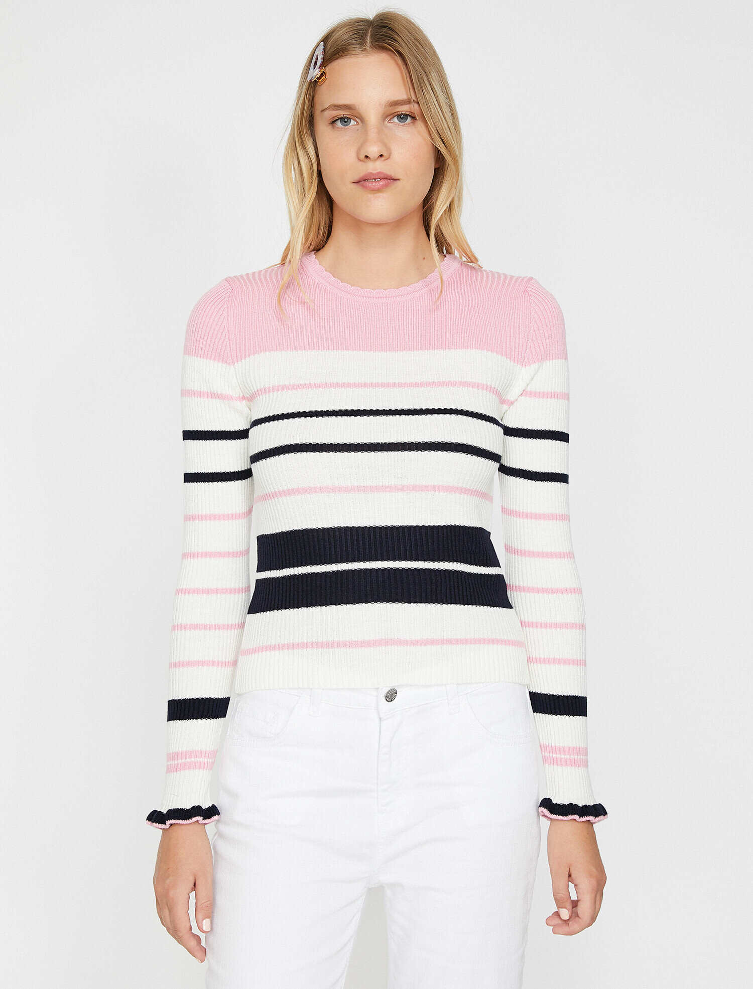   Çizgili Triko Kazak