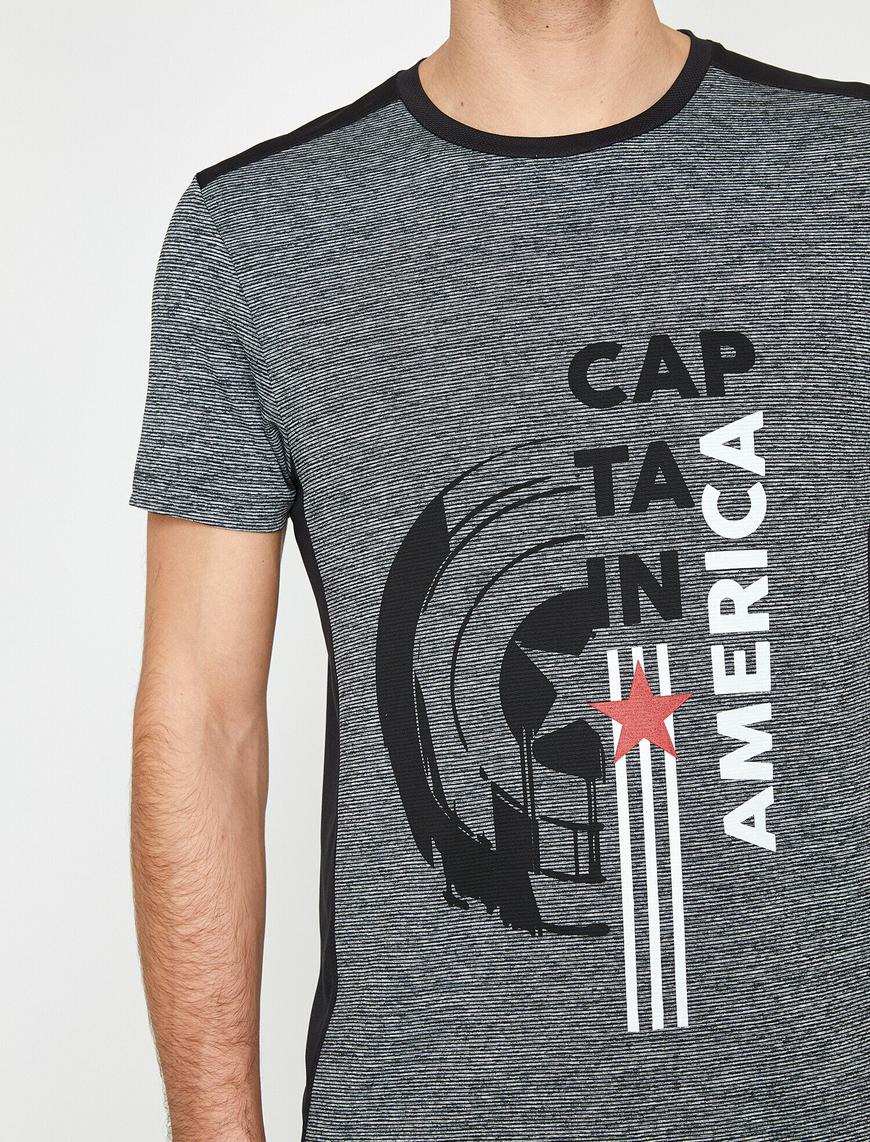   Kaptan Amerika Baskılı T-Shirt