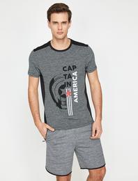 Kaptan Amerika Baskılı T-Shirt