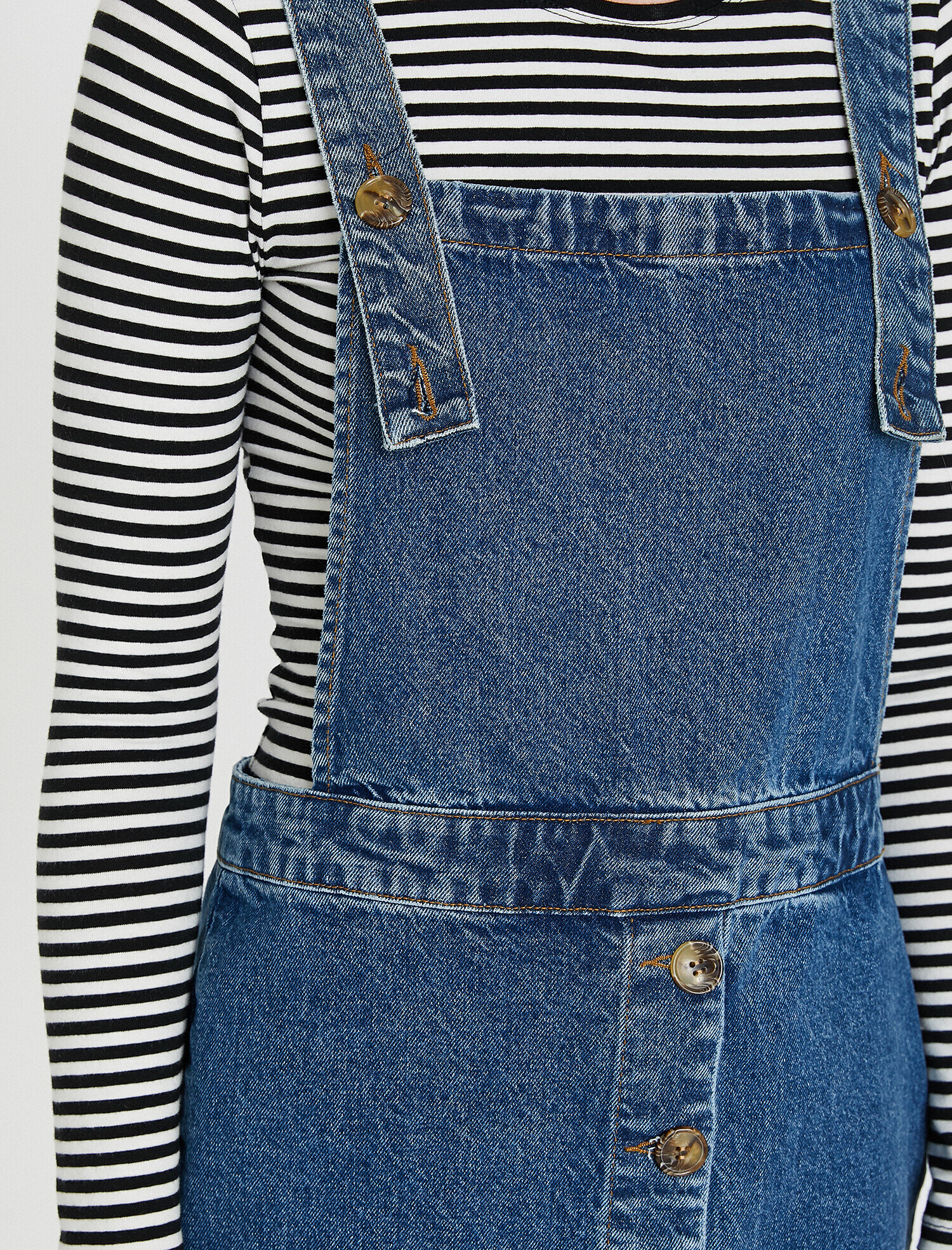 Koton Düğme Detaylı Jean Elbise. 5