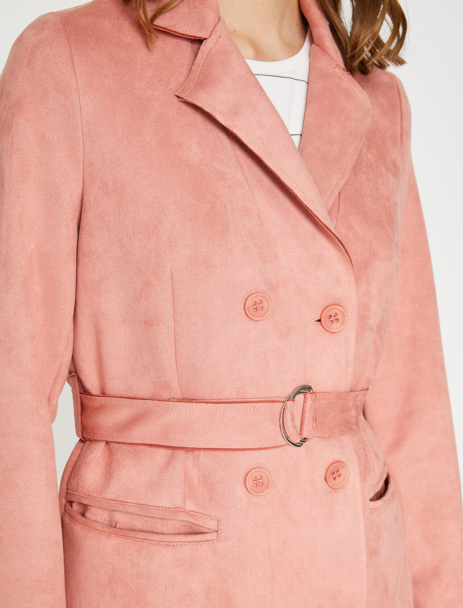   Süet Görünümlü Trençkot