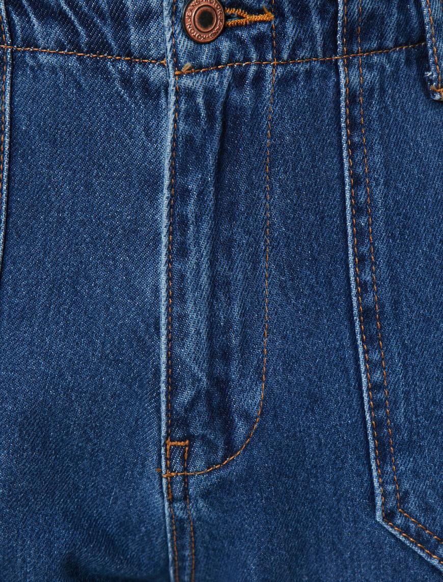   Jogger Jean - Yüksek Bel Rahat Kesim Paçası Lastikli Pantolon