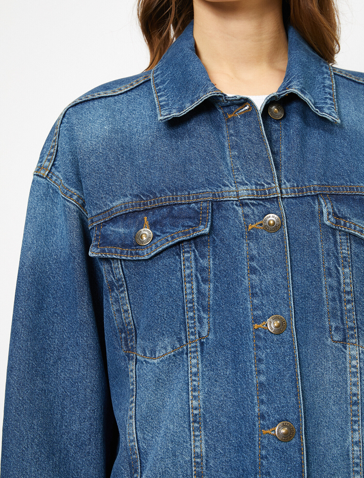   Düğme Detaylı Jean Ceket