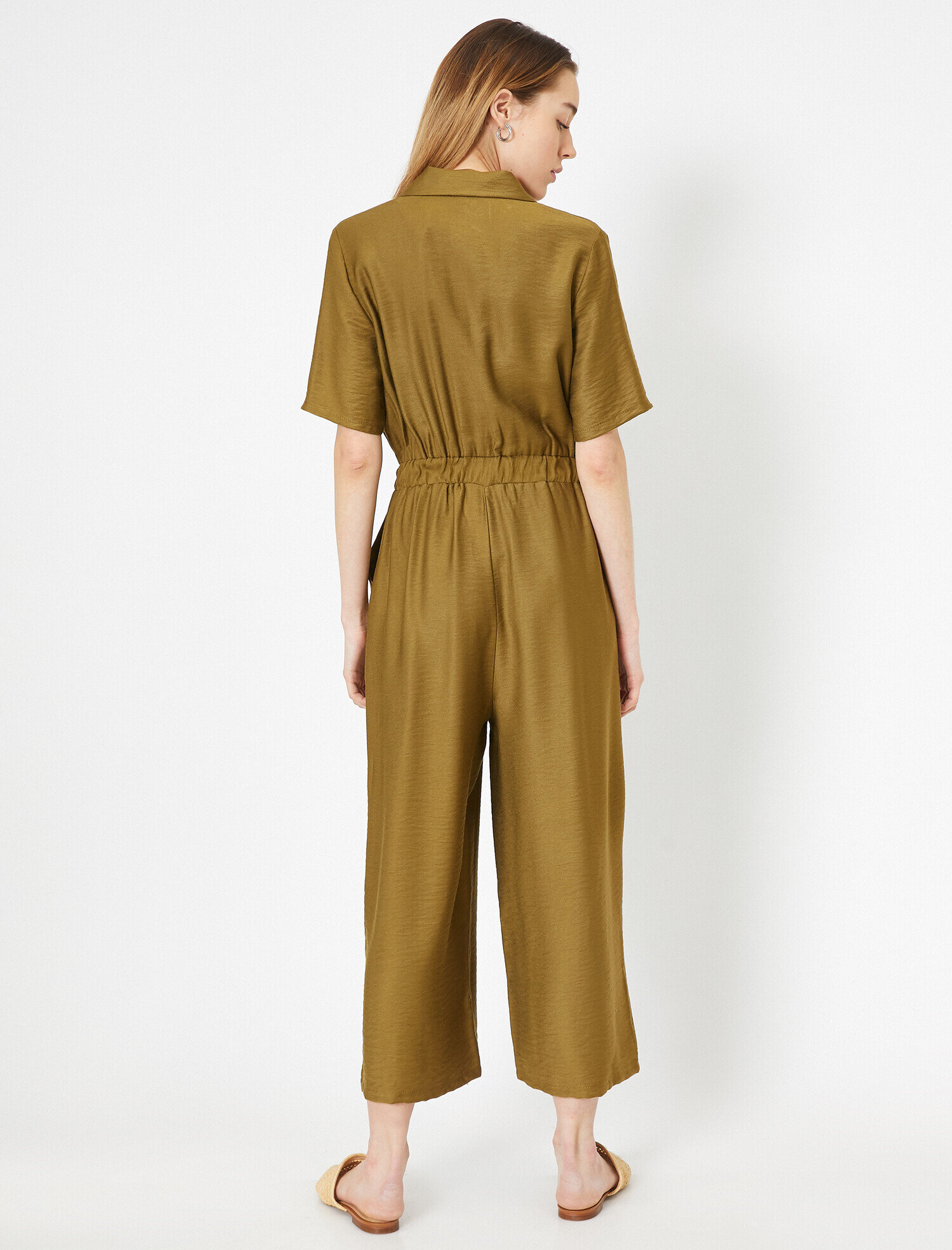   Gömlek Yaka Düğme Detaylı Elbise