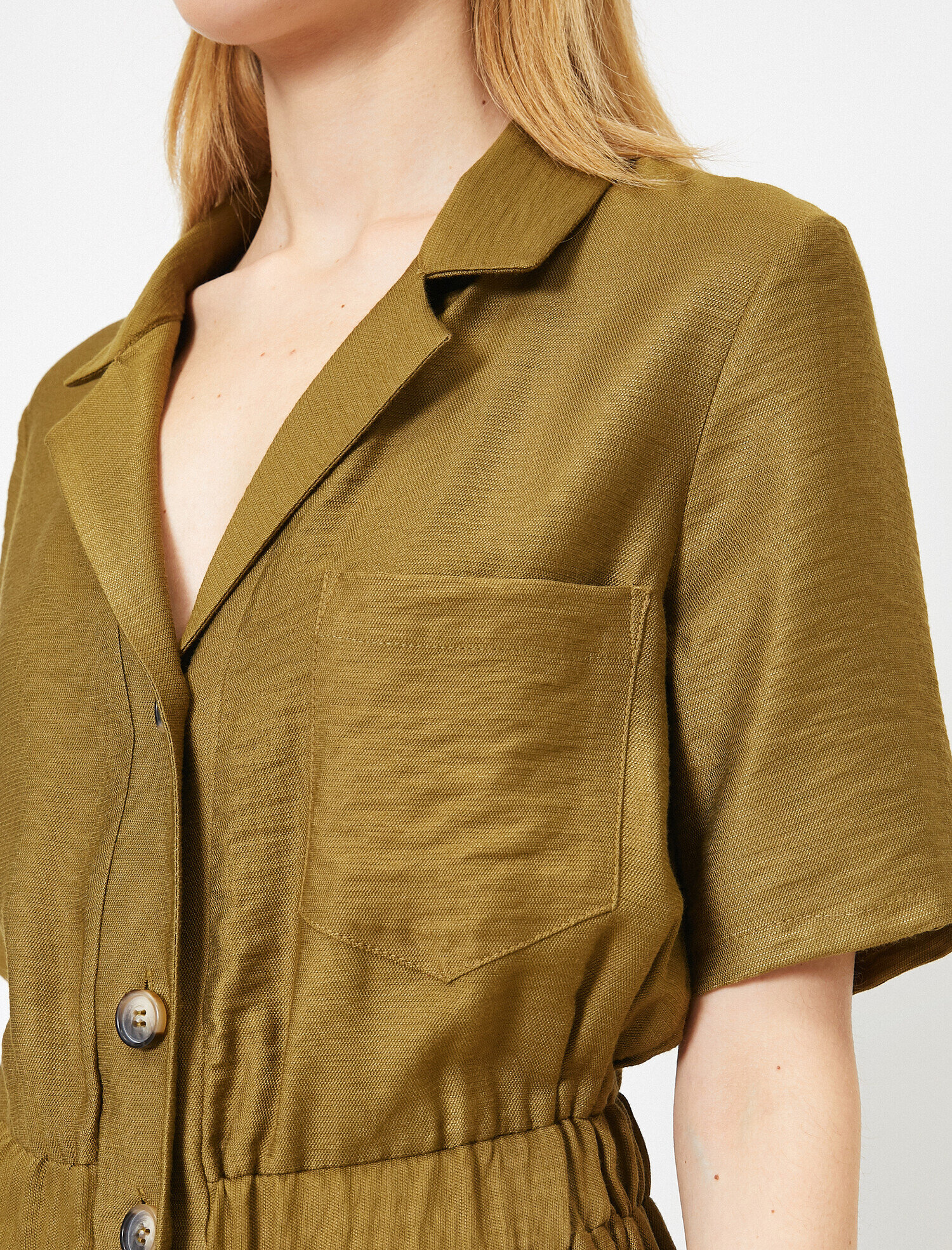   Gömlek Yaka Düğme Detaylı Elbise