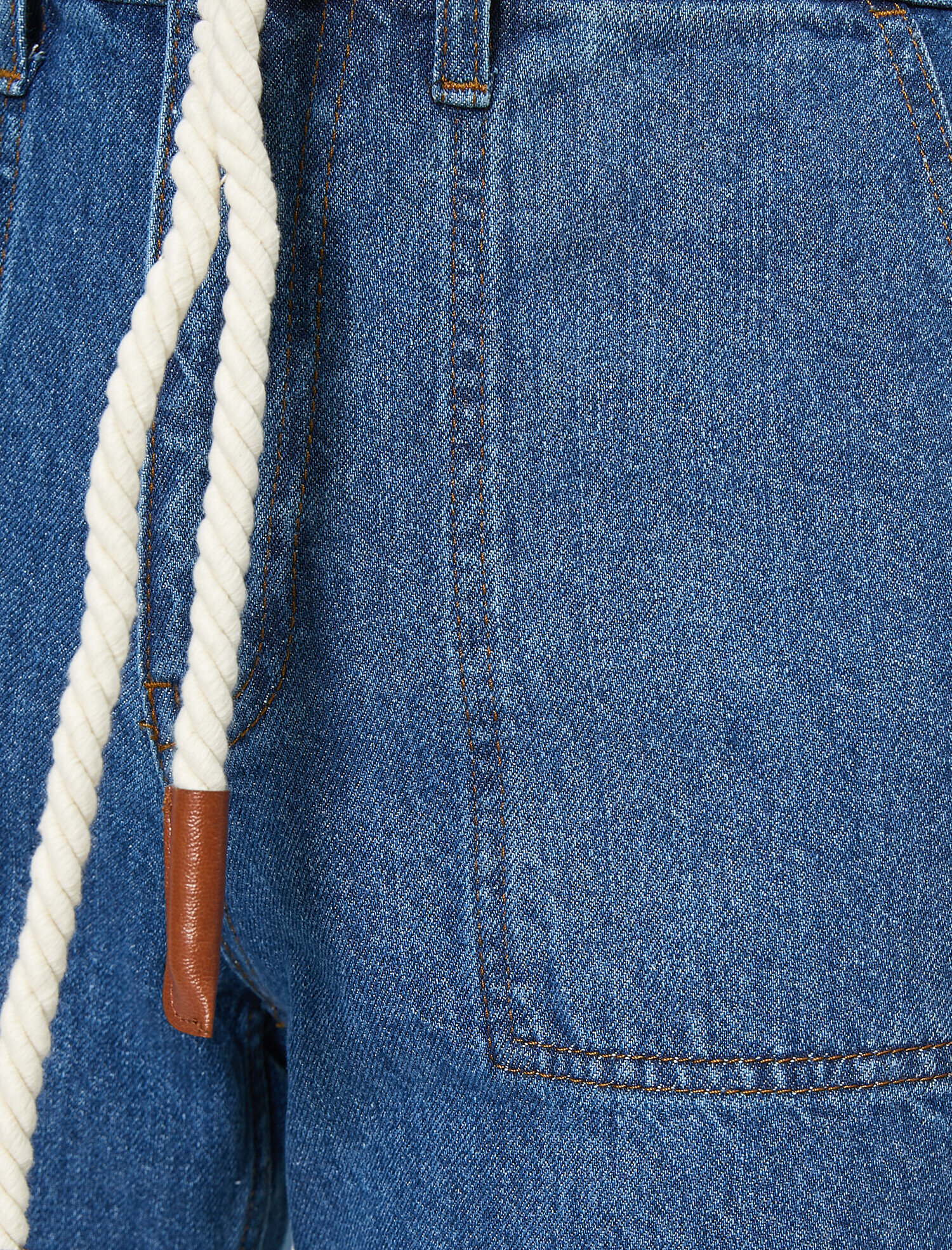   Jogger Jean - Yüksek Bel Rahat Kesim Paçası Lastikli Pantolon
