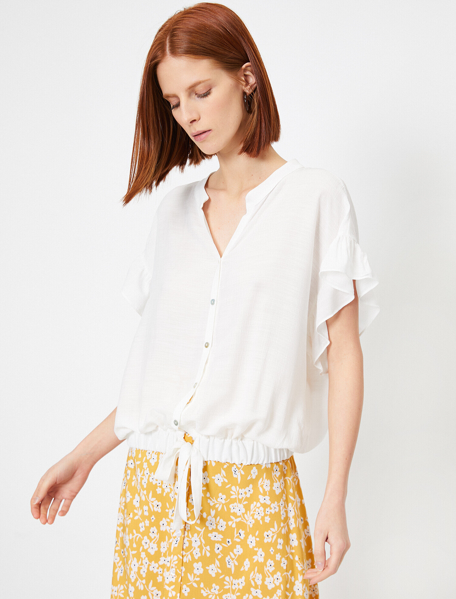   Volan Detaylı Dökümlü Gömlek