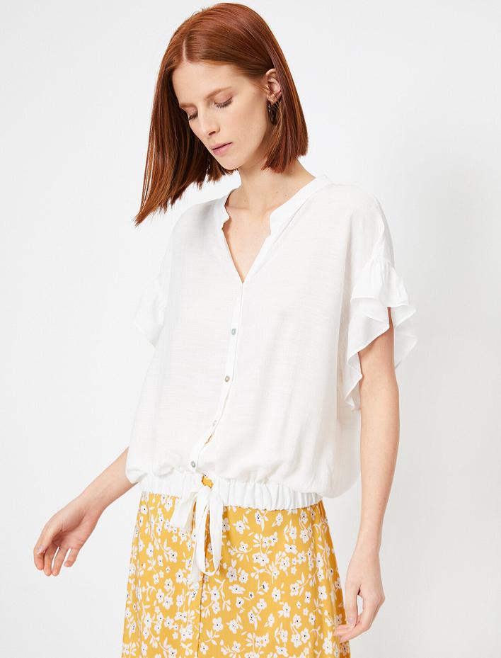  Volan Detaylı Dökümlü Gömlek