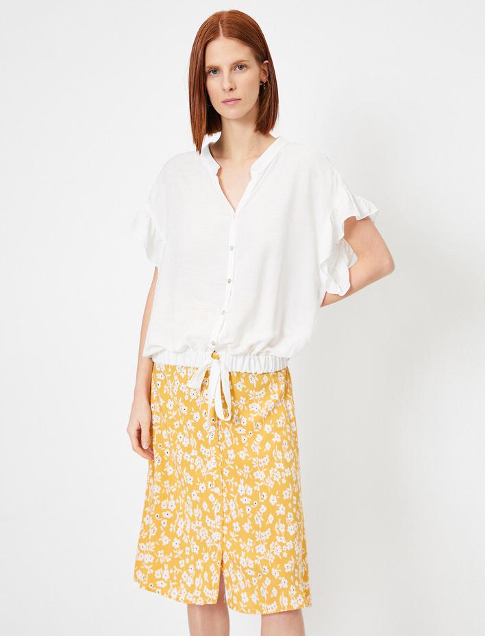  Volan Detaylı Dökümlü Gömlek
