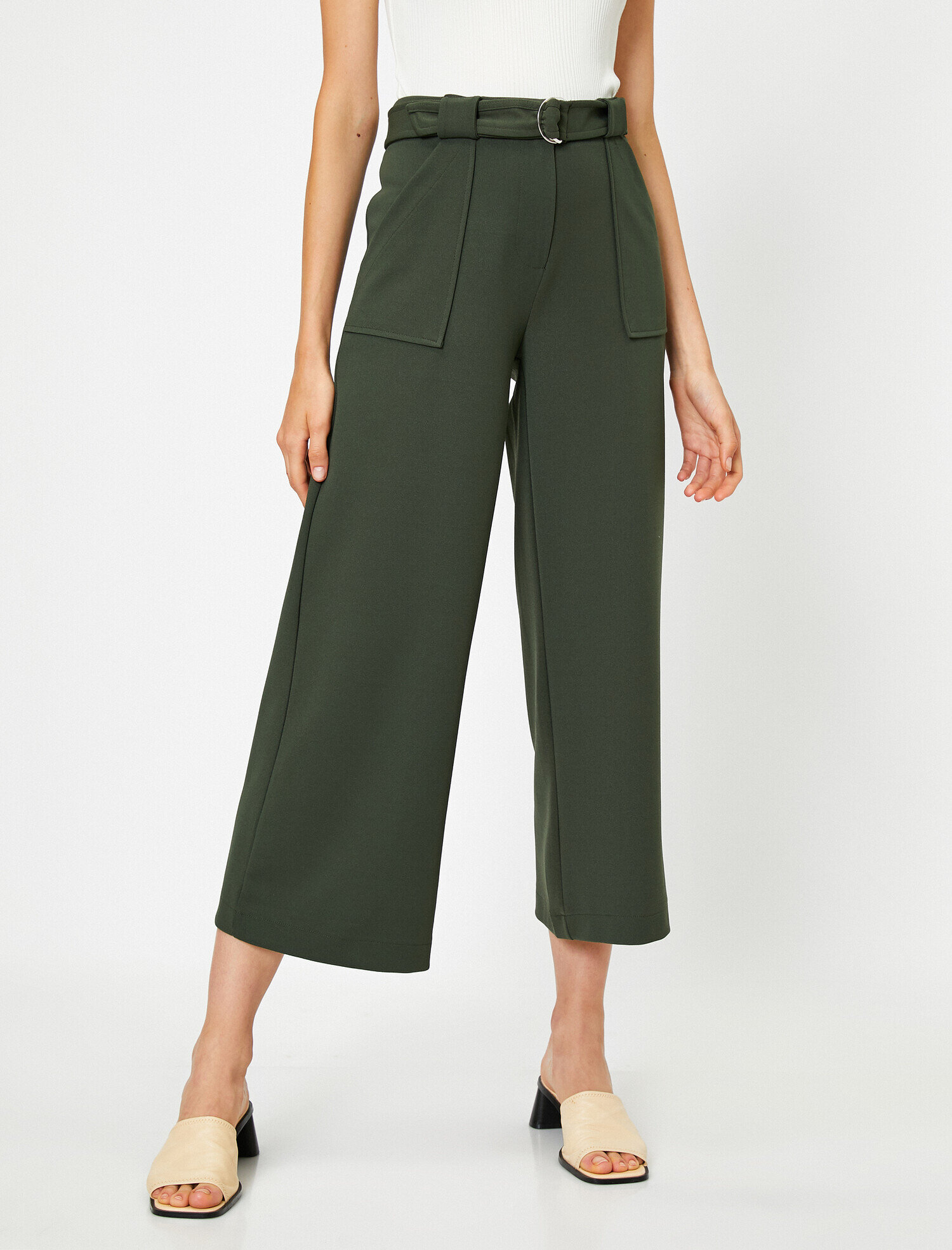   Kemer Detaylı Culotte Pantolon