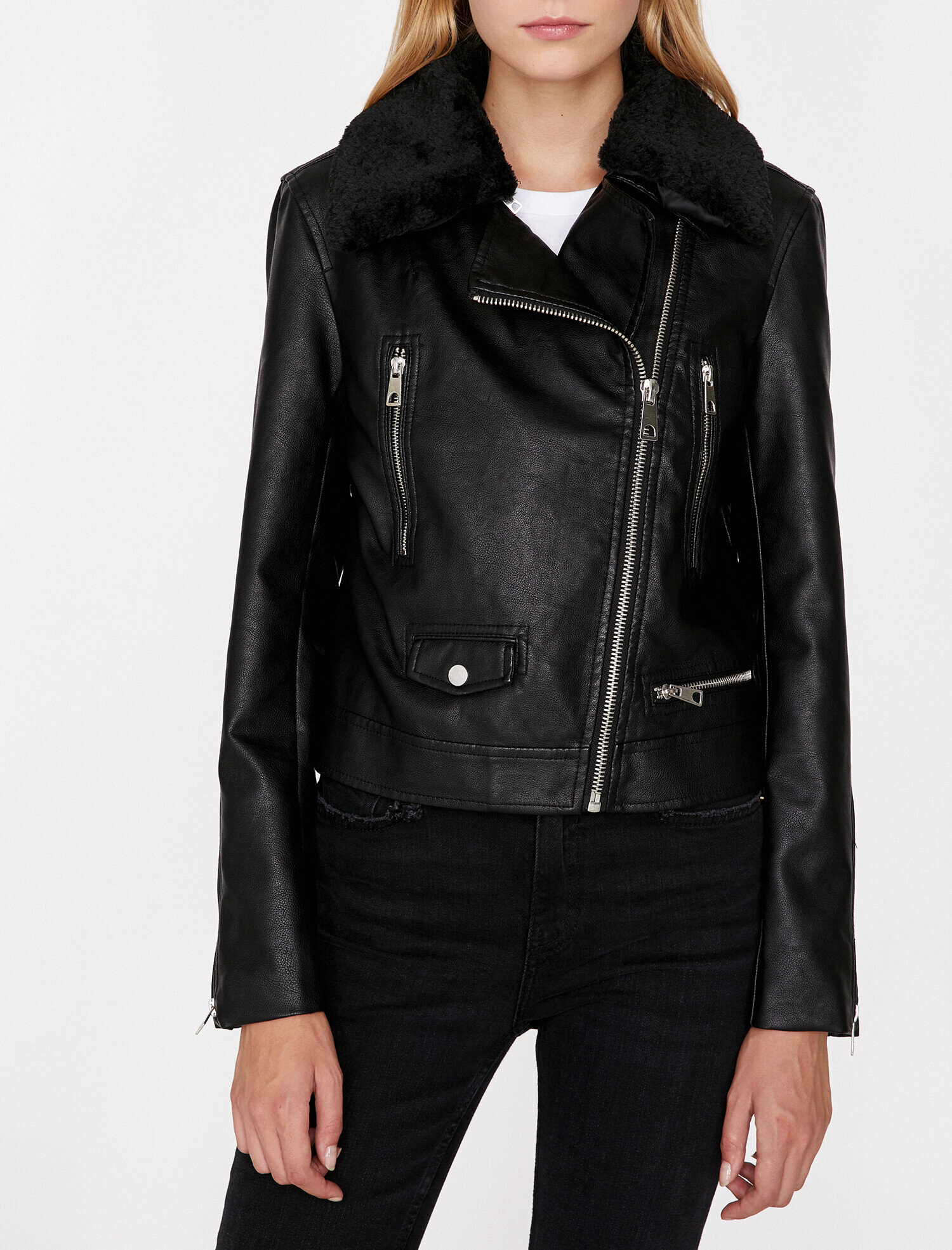   Deri Görünümlü Mont