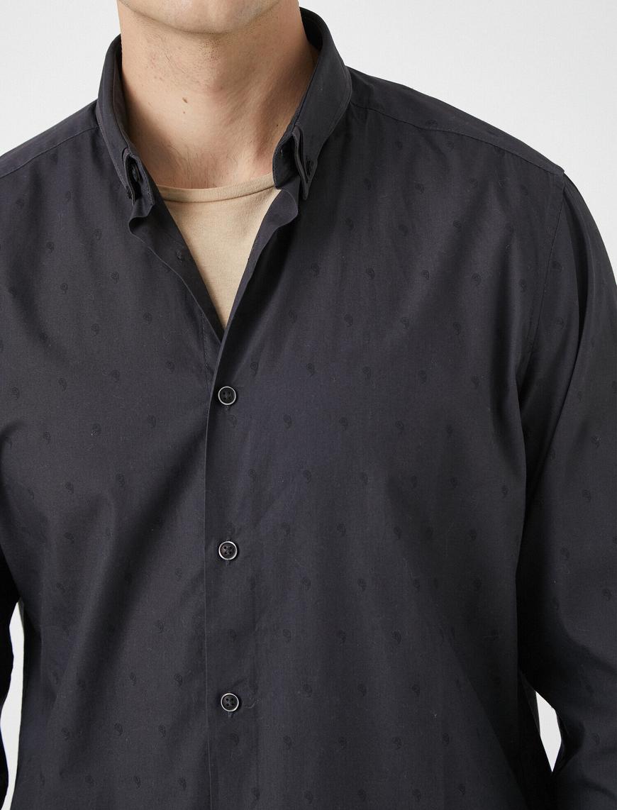   Pamuklu Desenli Slim Fit Poplin Kumaş Klasik Yaka Gömlek