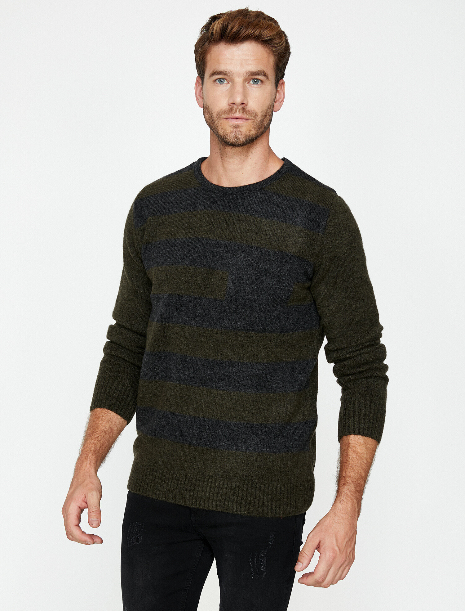   Çizgili Triko Kazak