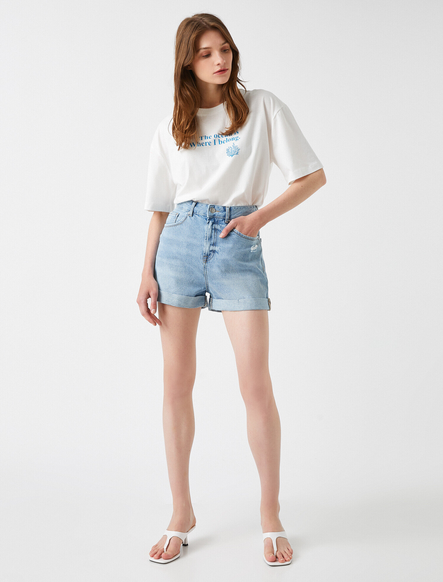   Baskılı Tişört Bisiklet Yaka Pamuklu