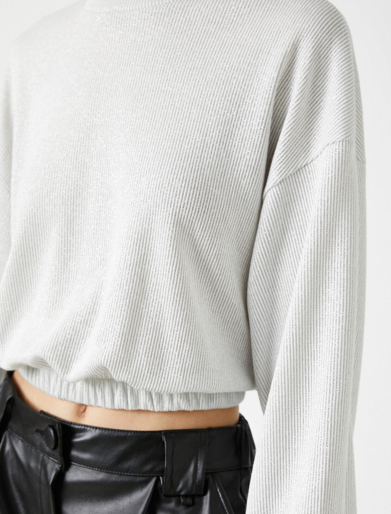   Bisiklet Yaka Crop Sweatshirt