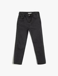 Kot Pantolon Pamuk Karışımlı Cepli - Loose Jean