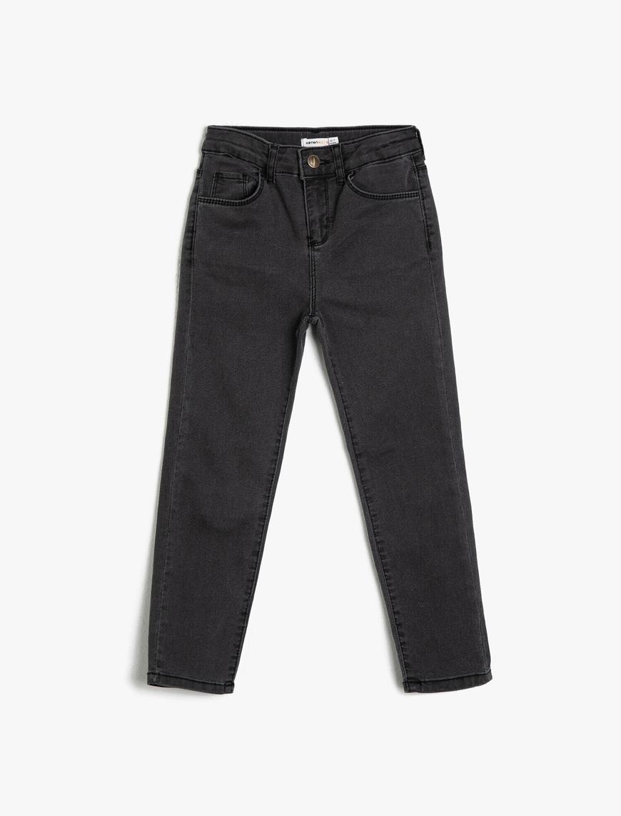  Erkek Çocuk Kot Pantolon Pamuk Karışımlı Cepli - Loose Jean