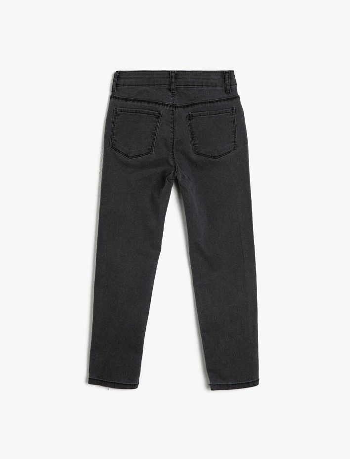 Erkek Çocuk Kot Pantolon Pamuk Karışımlı Cepli - Loose Jean