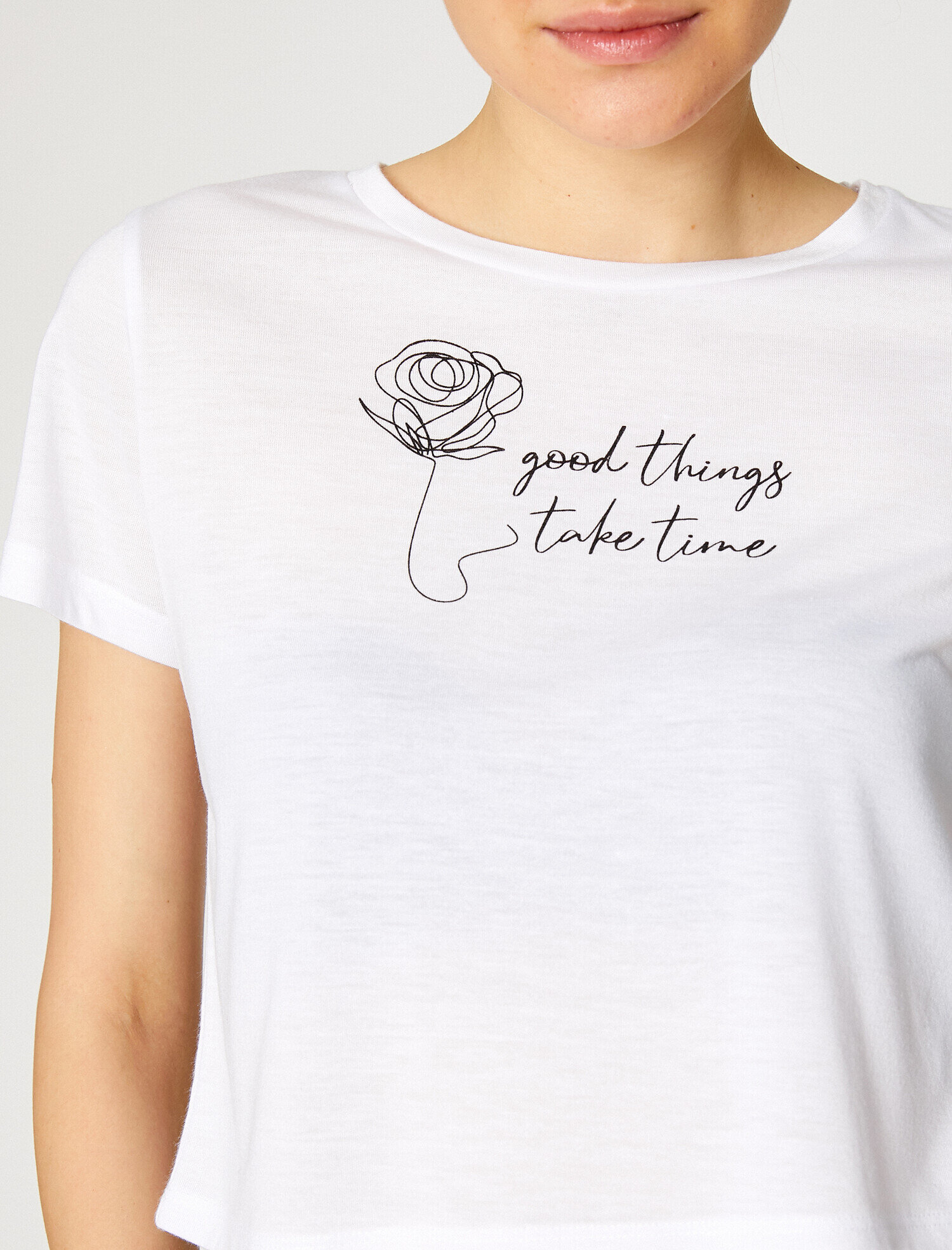   Sloganlı Tişört Bisiklet Yaka Kısa Kollu