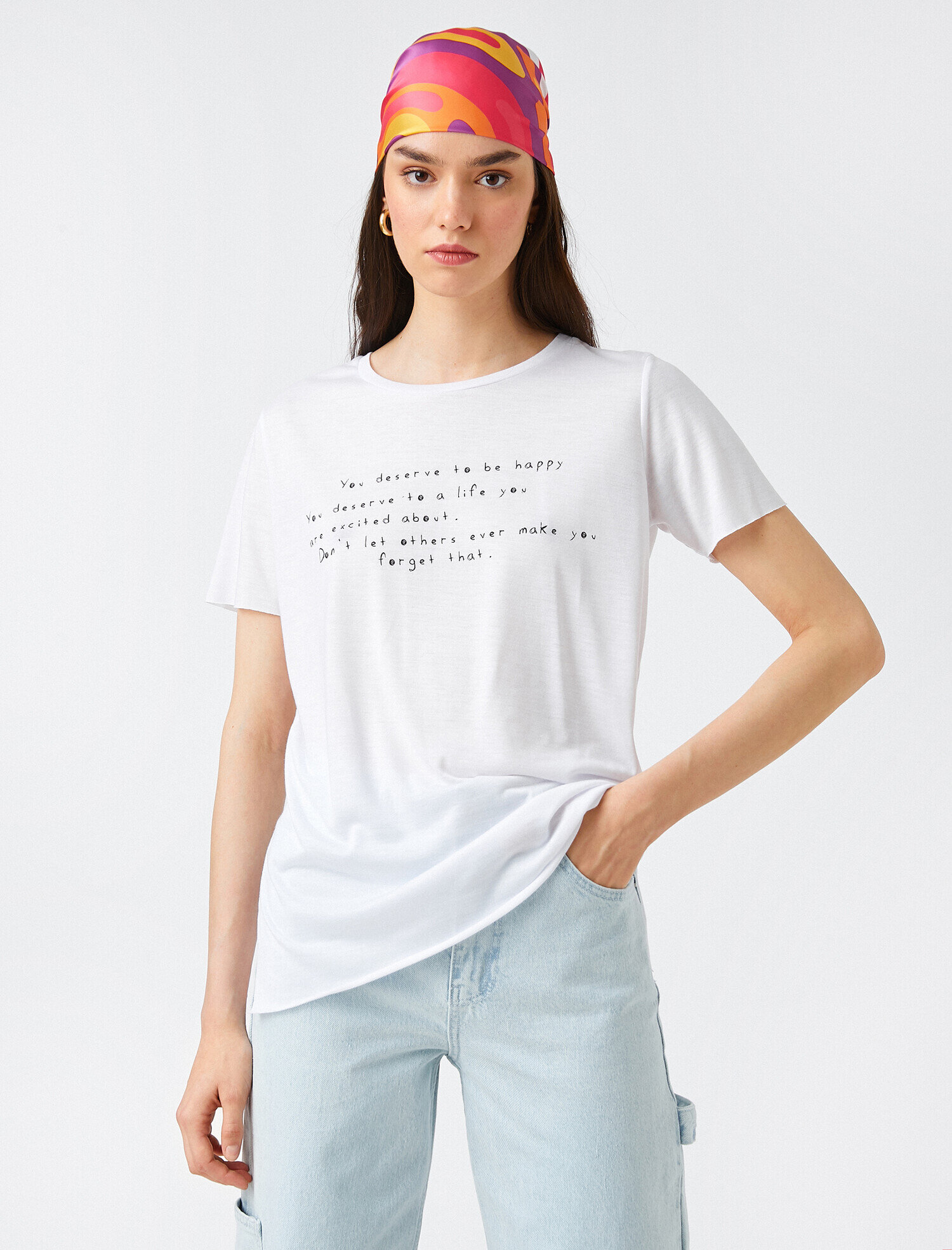   Yazılı Baskılı Tişört Bisiklet Yaka