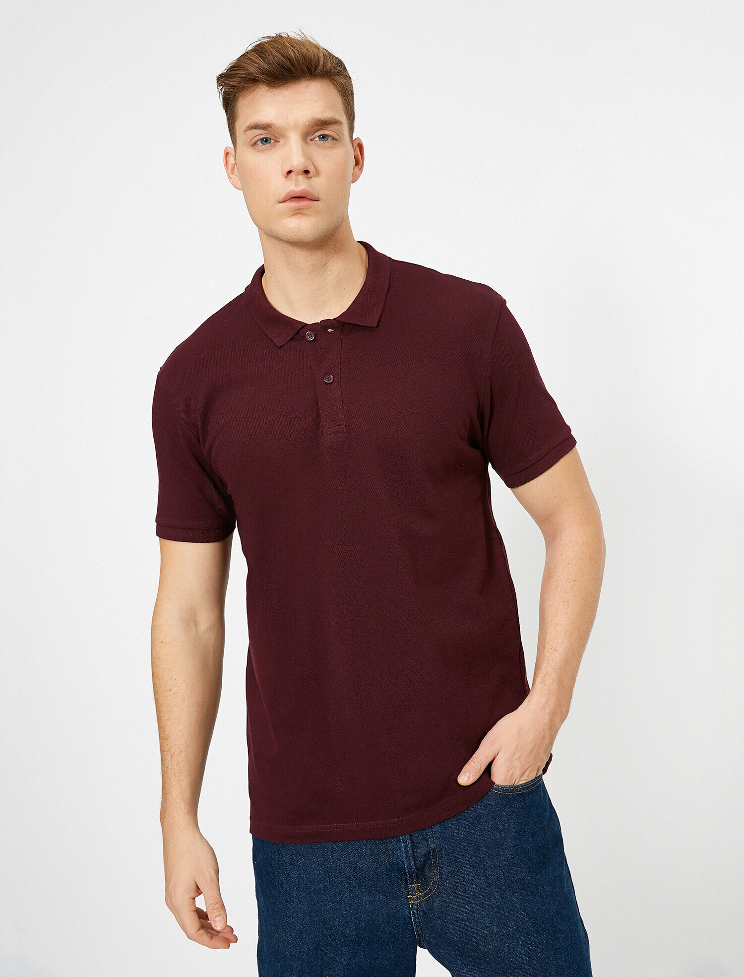   Polo Yaka Kısa Kollu Slim Fit Basic Tişört