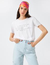 Yazılı Baskılı Tişört Bisiklet Yaka